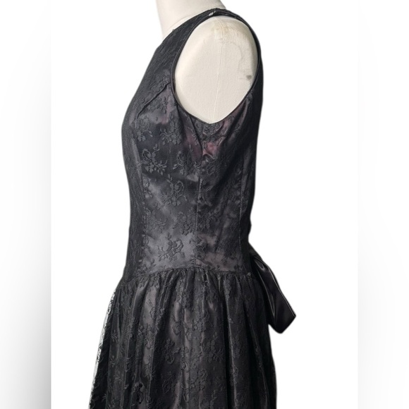 Gunne Sax Black Lace Vintage  Midi Open back Dress with bow - Picture 7 of 12